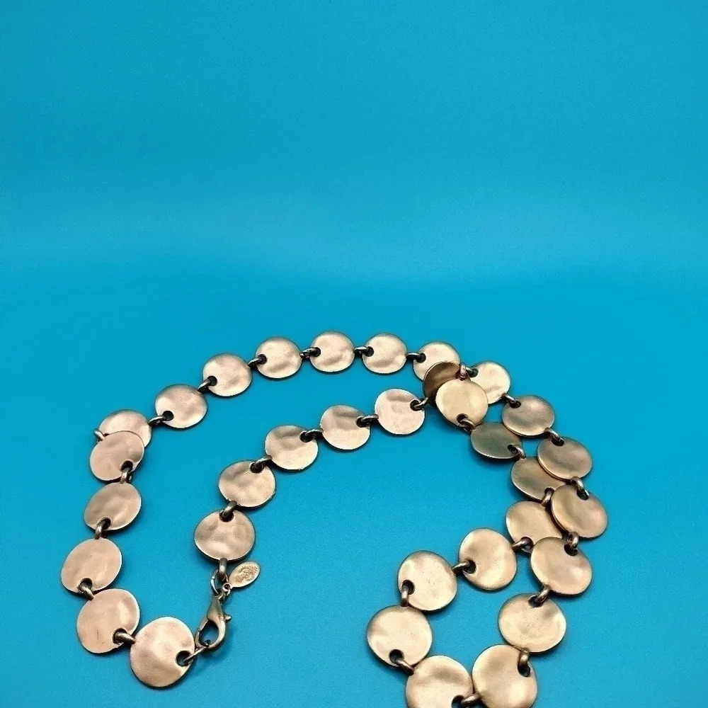 Premier Design Hammered Gold tone Link Chain Necklace 22" - Picture 4 of 6